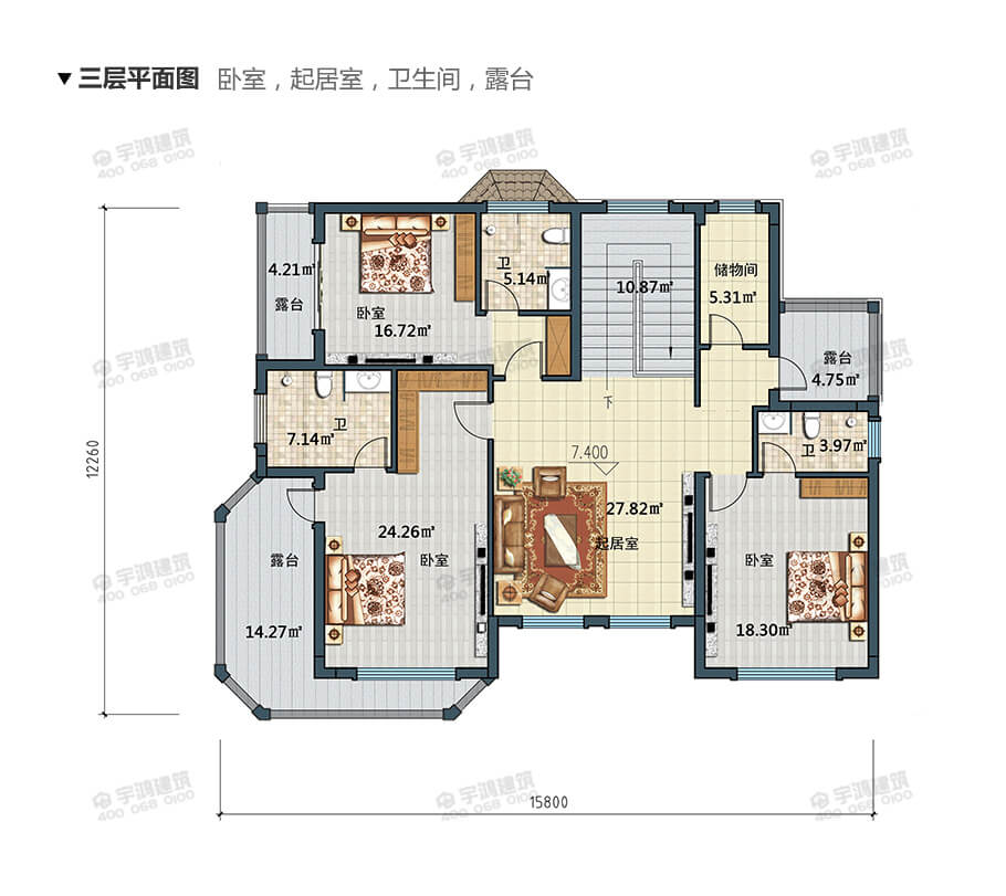18x12米復式三層自建房設計圖紙