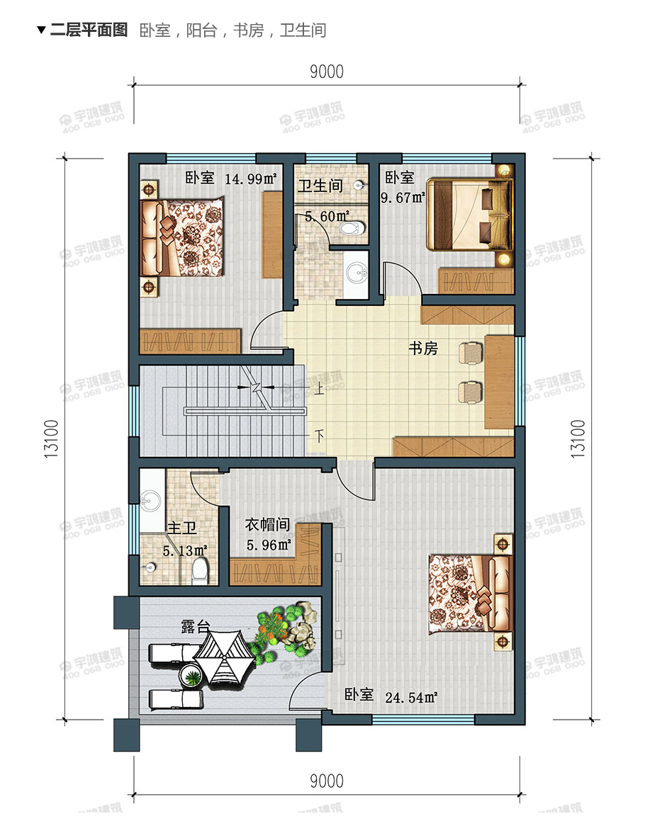 9x13米西班牙三層鄉(xiāng)村別墅設(shè)計(jì)圖紙