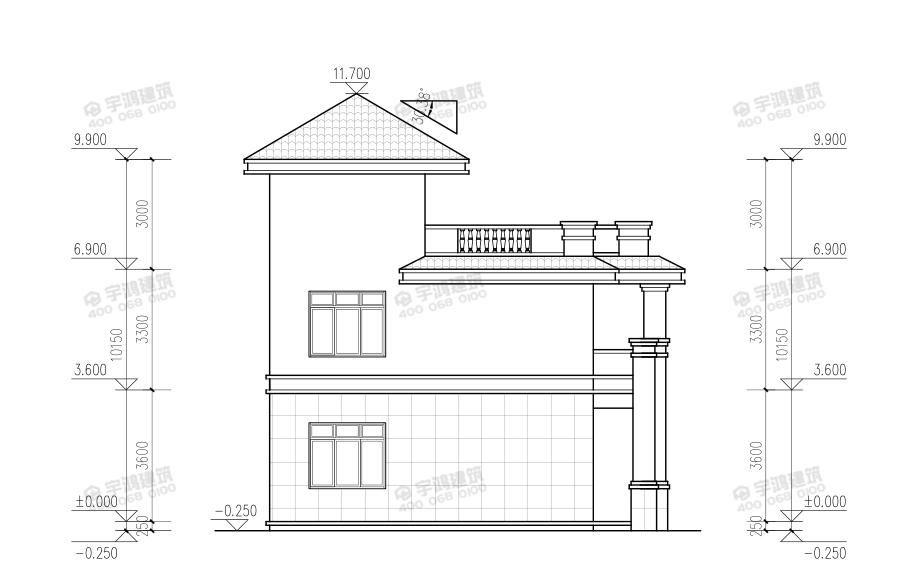 173平帶露臺三層農村小別墅設計圖紙