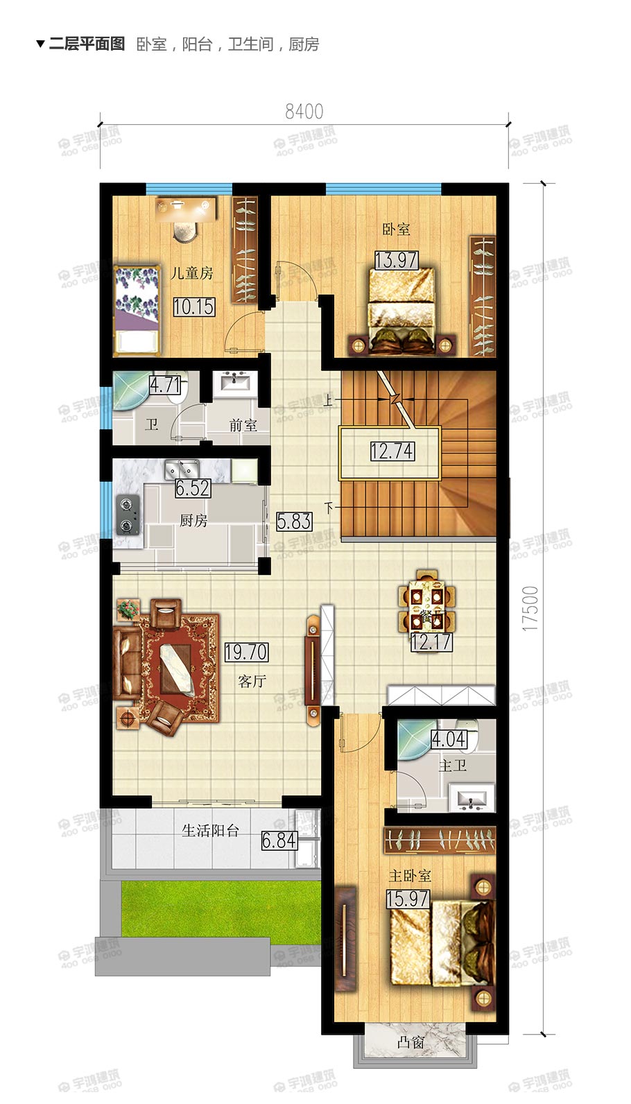 120平米四層帶庭院農(nóng)村別墅設計圖