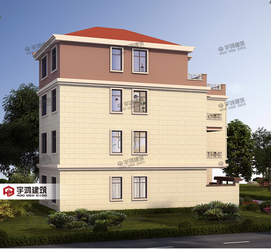 120平米四層帶庭院農(nóng)村別墅設計圖