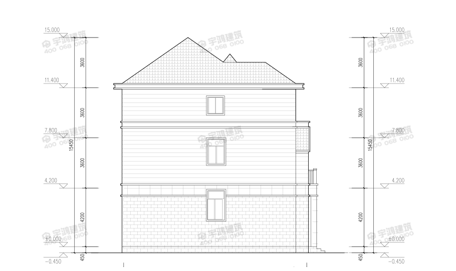 175平新款帶堂屋三層小洋樓設(shè)計(jì)圖紙及效果圖