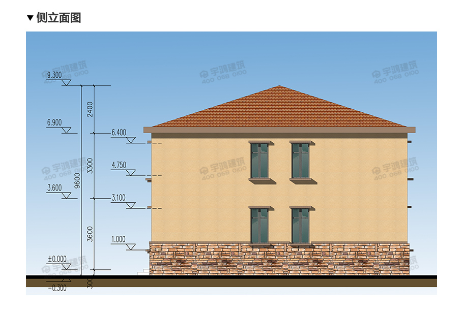 11x13米現代風格農村二層小別墅設計圖