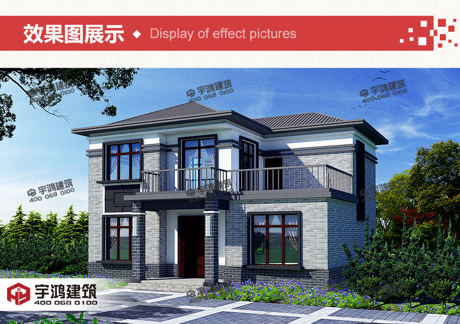 15萬元二層農村歐式小樓房設計圖紙，占地110平方12×10米帶露臺陽臺農村獨棟戶型