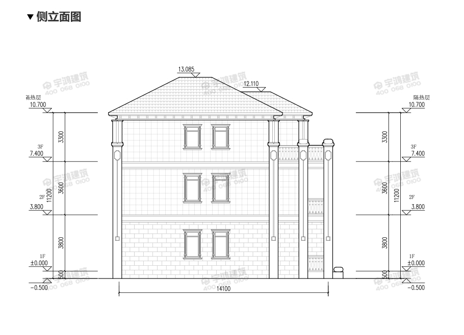 氣派農(nóng)村30萬(wàn)別墅款式三層設(shè)計(jì)圖，帶堂屋神龕
