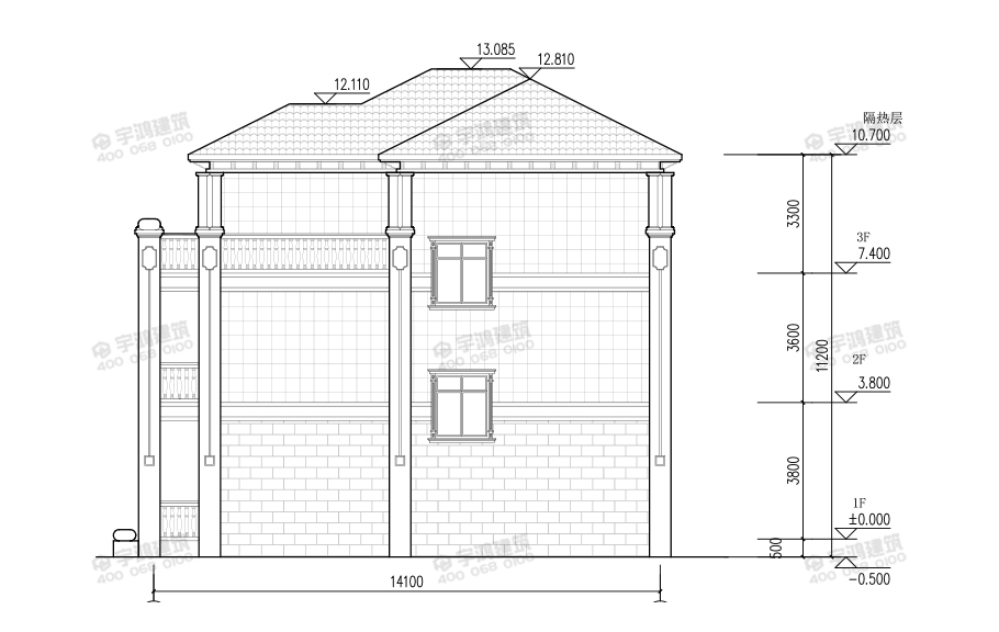氣派農(nóng)村30萬(wàn)別墅款式三層設(shè)計(jì)圖，帶堂屋神龕