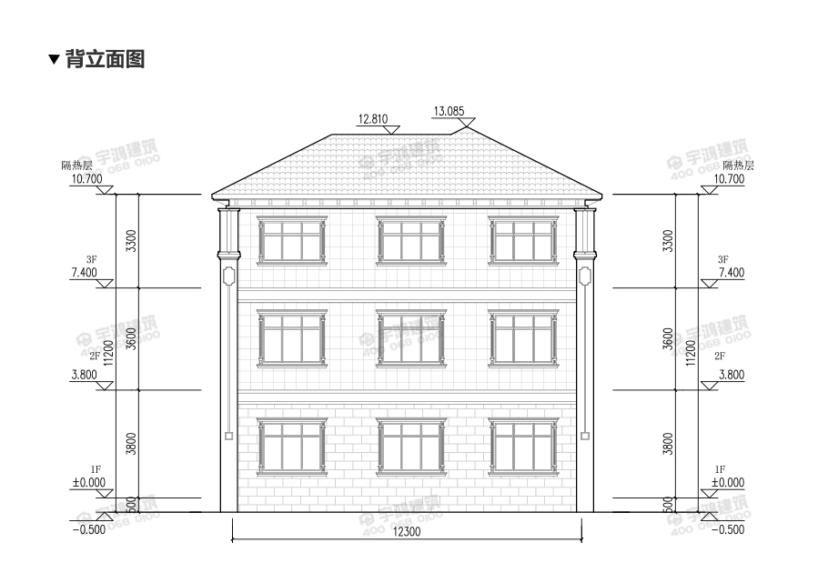 氣派農(nóng)村30萬(wàn)別墅款式三層設(shè)計(jì)圖，帶堂屋神龕