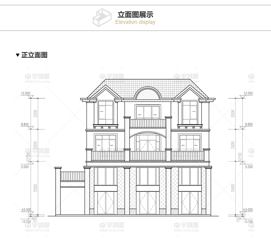 135平帶商鋪的三層美式別墅設計圖紙，精致美觀