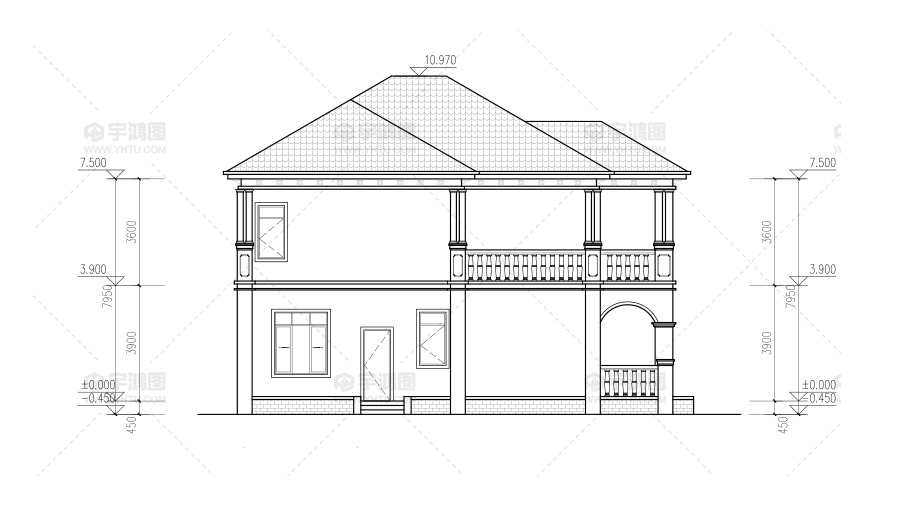 180平新農(nóng)村復(fù)式小別墅設(shè)計圖紙，清新淡雅外觀效果圖