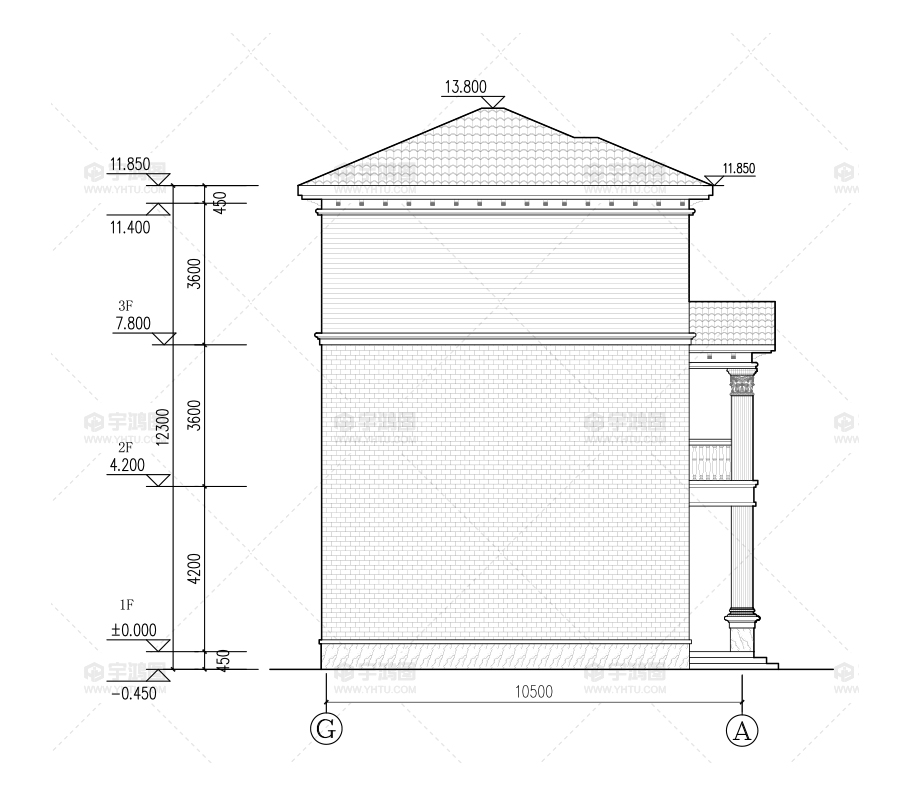112平漂亮實用鄉(xiāng)村別墅設(shè)計圖紙及效果圖，框架結(jié)構(gòu)