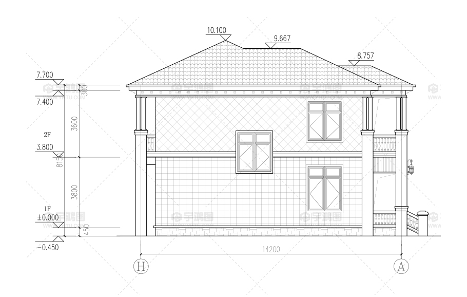 新農(nóng)村兩層歐式別墅設(shè)計圖帶復(fù)式客廳