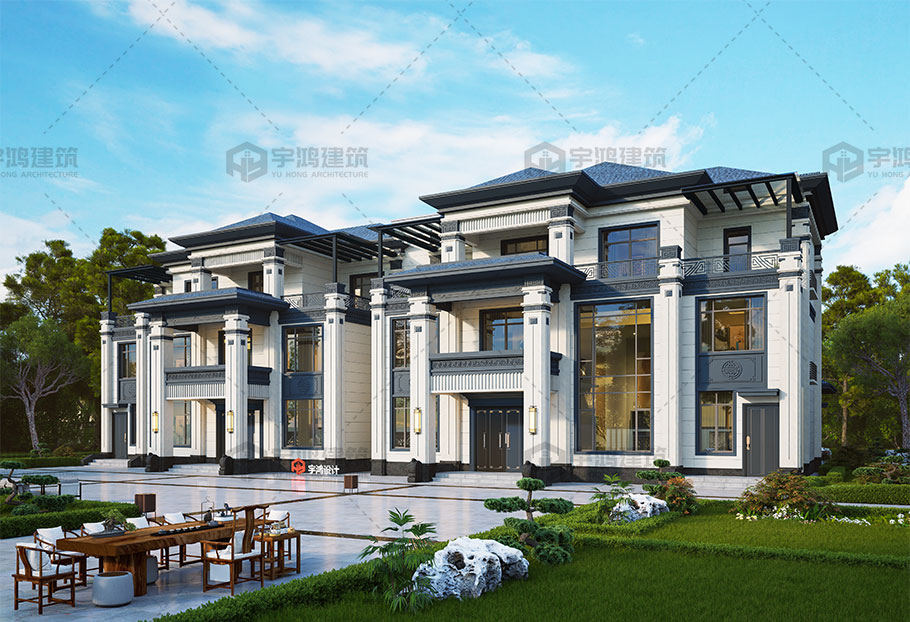 三層新中式占地615平別墅設計圖紙