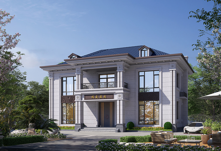 新中式風格15x11框架結(jié)構(gòu)別墅設(shè)計圖紙