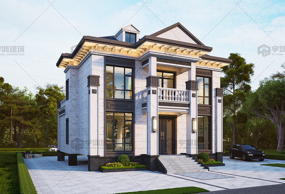 新中式框架結(jié)構(gòu)二層別墅全套圖紙