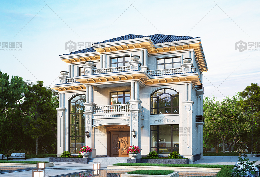 戶型方正三層歐式別墅占地約130平方全套圖紙