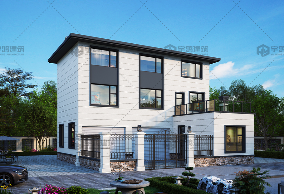 戶型方正的三層現代別墅全套圖紙