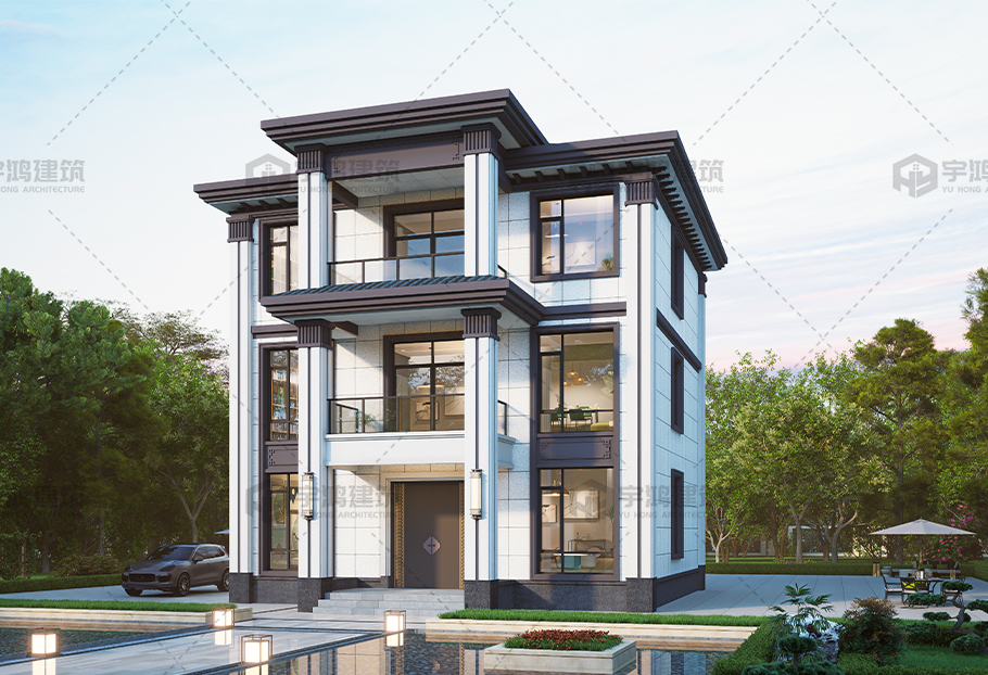 占地150平方三層新中式別墅全套圖紙