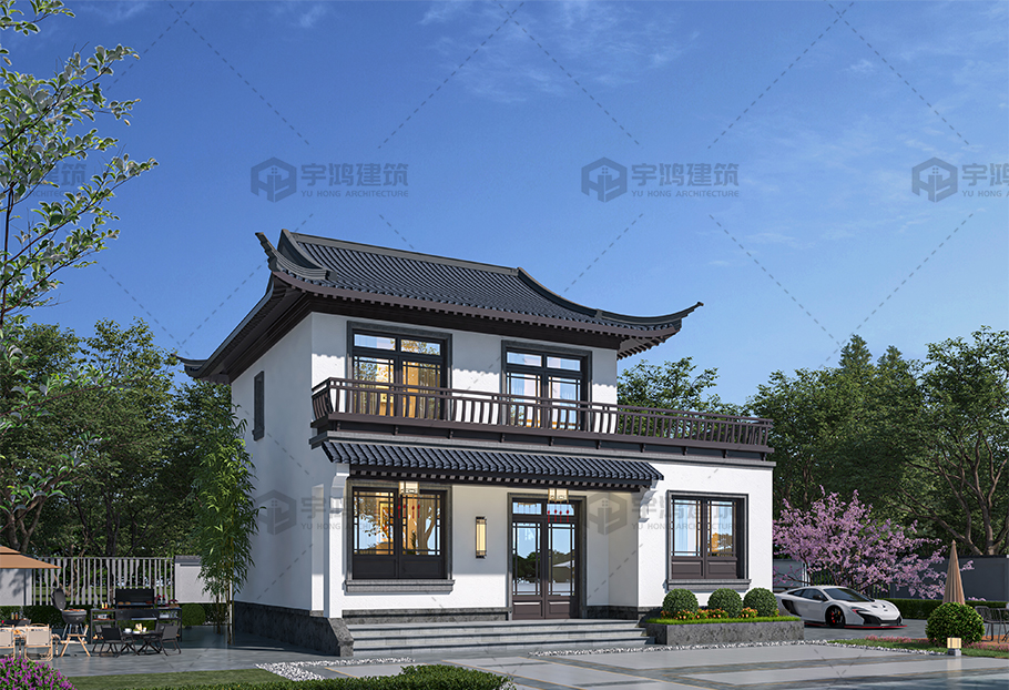 占地約100平方小戶型中式二層別墅全套圖紙