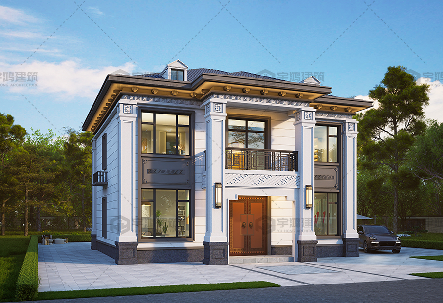 12.36米x11.76米二層新中式別墅全套圖紙