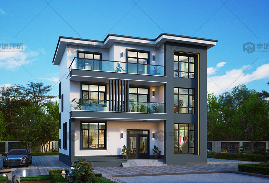 12.06米x12.26米三層現代風格別墅全套圖紙